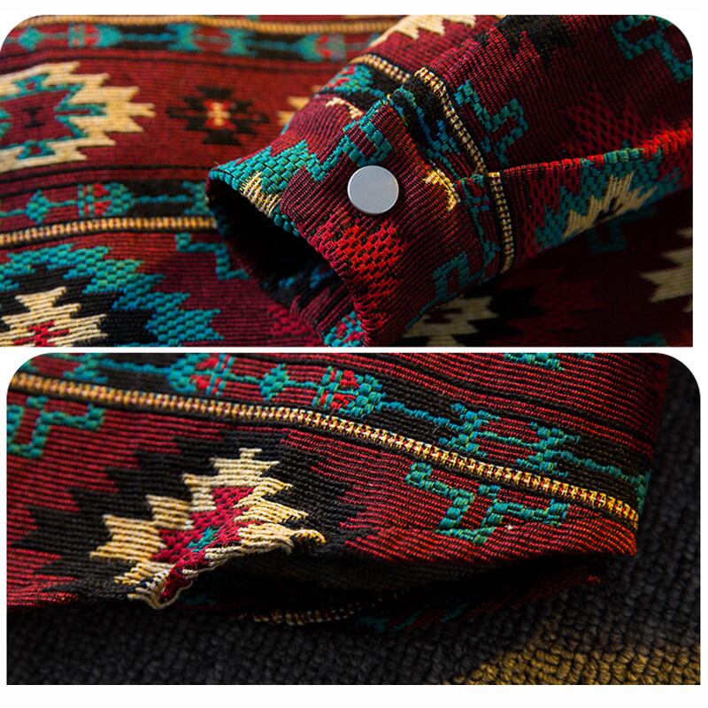 [HPCP Series]★Shirt★ Tops Unisex Men's Casual Ethnic Style Folk Style Shirt Outerwear Red Red