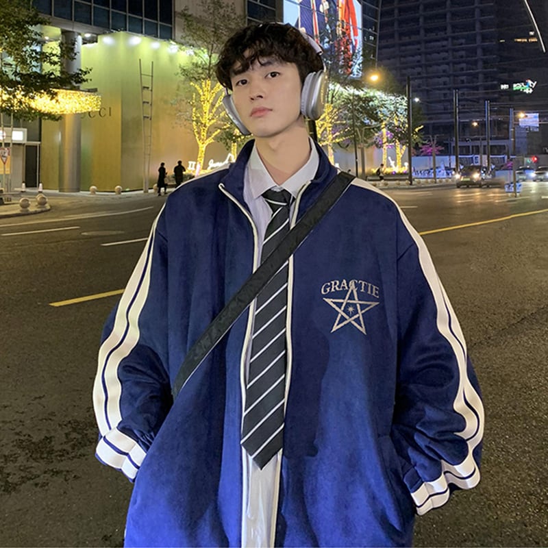 [NANSHI Series] ★Jacket★ 4color Outerwear Unisex Men's Suede Color scheme Vertical stripes Striped pattern Sports style