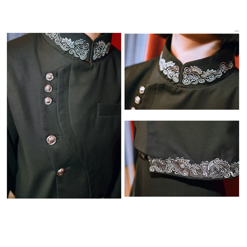 ✿New item! [Kokaisha --- Kaiten Series] ★China style outerwear★ Blazer, short length, embroidery, easy to match, black, black