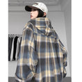 Load image into Gallery viewer, [CHAOMEICHEN Series] ★Outer★ 2color Shirt Outer Hood Plaid Pattern Unisex Men's Brown Blue
