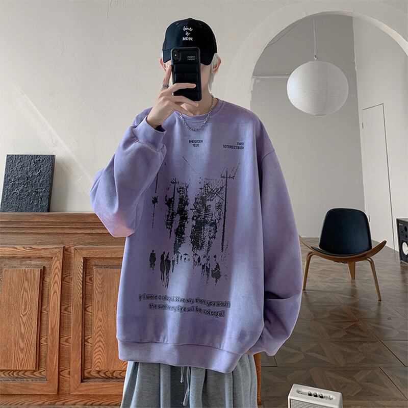 [NANSHI Series] ★Tops★ 3color Sweatshirt Unisex Men's Black Apricot Purple