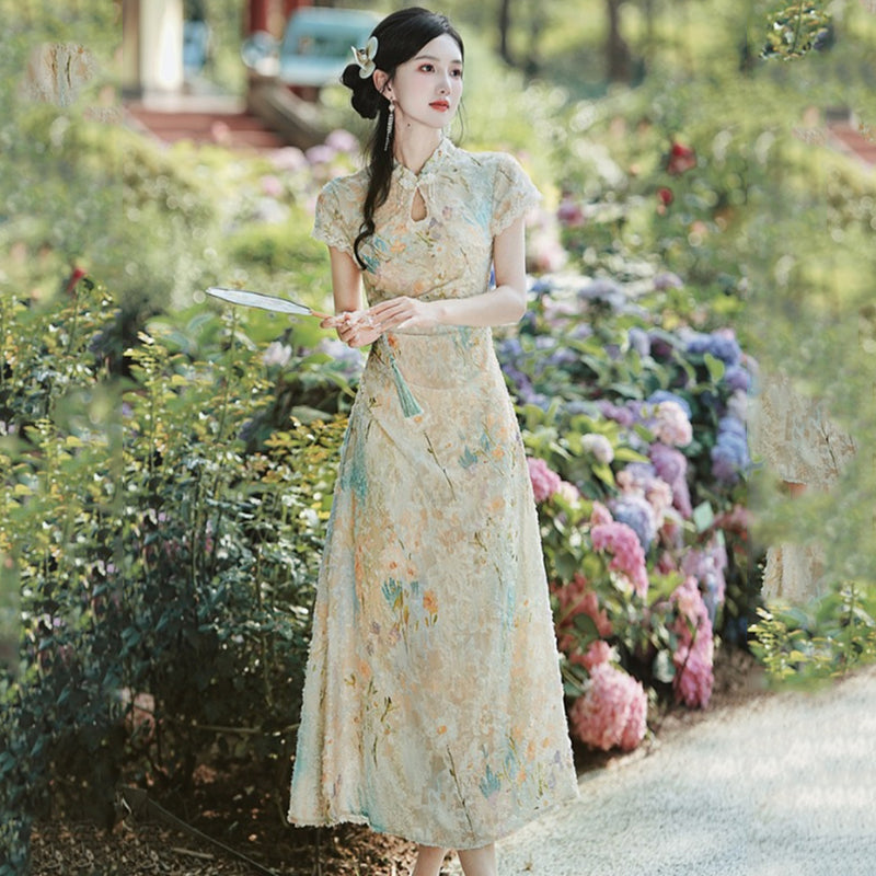 [Chenis Series] ★Chinese Dress★ Chinese-style dress with a stylish design, perfect for dates, coming-of-age ceremonies, and slimming