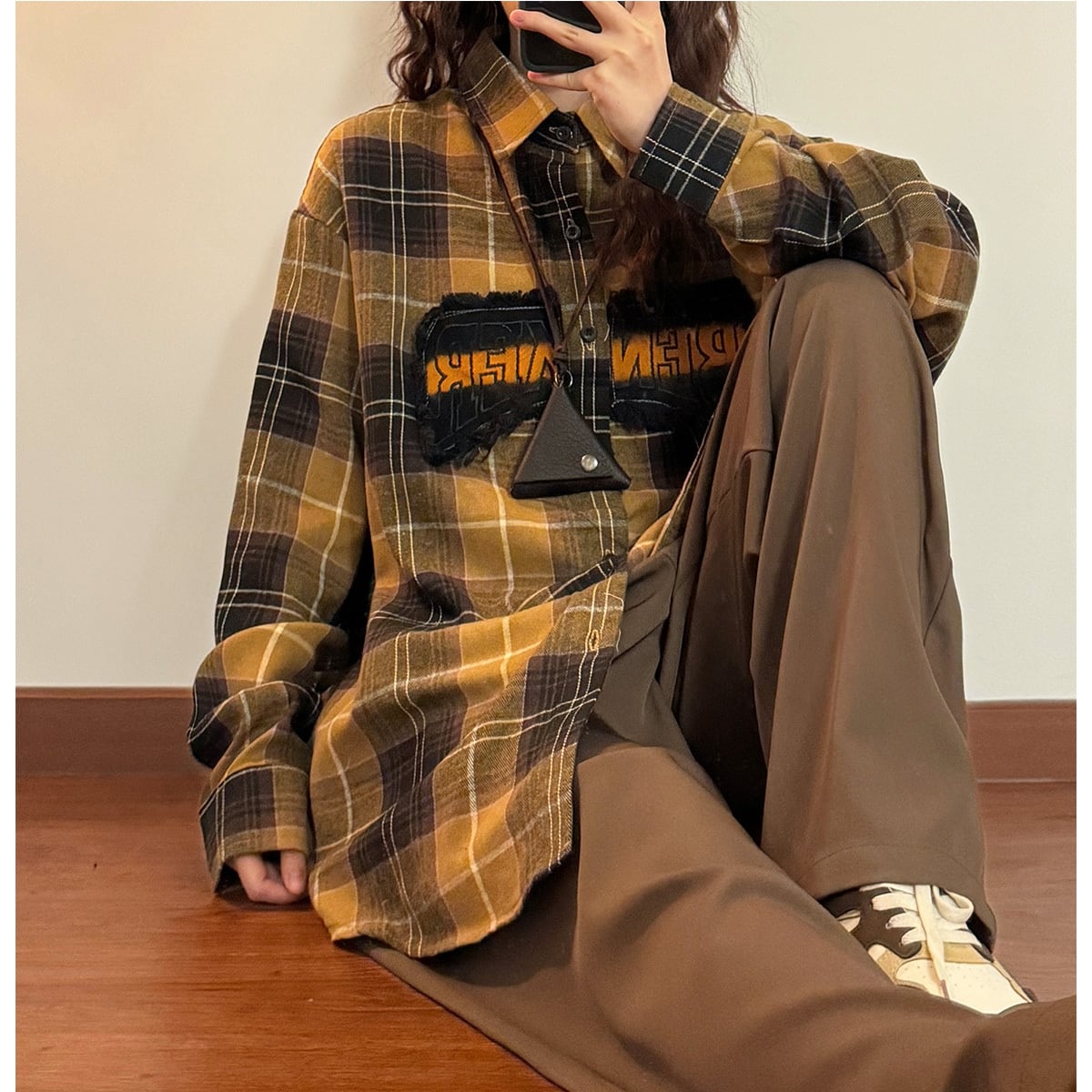 ✿New item! [UATONLINE Series]★Shirt★ 2color Long Sleeve Shirt Tops Unisex Men's Plaid Pattern Red Yellow