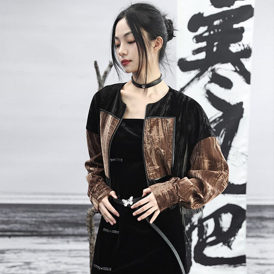 ✿New item! [Daiseiryusu Series] ★China style outerwear★ Tops Black, black, short length, easy to match