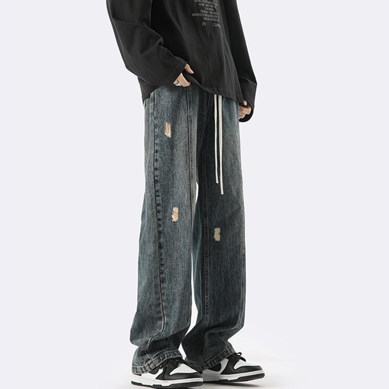 [XGY Series]★Trousers★ 2color Denim Pants Bottoms Unisex Men's Easy to Match Blue Black