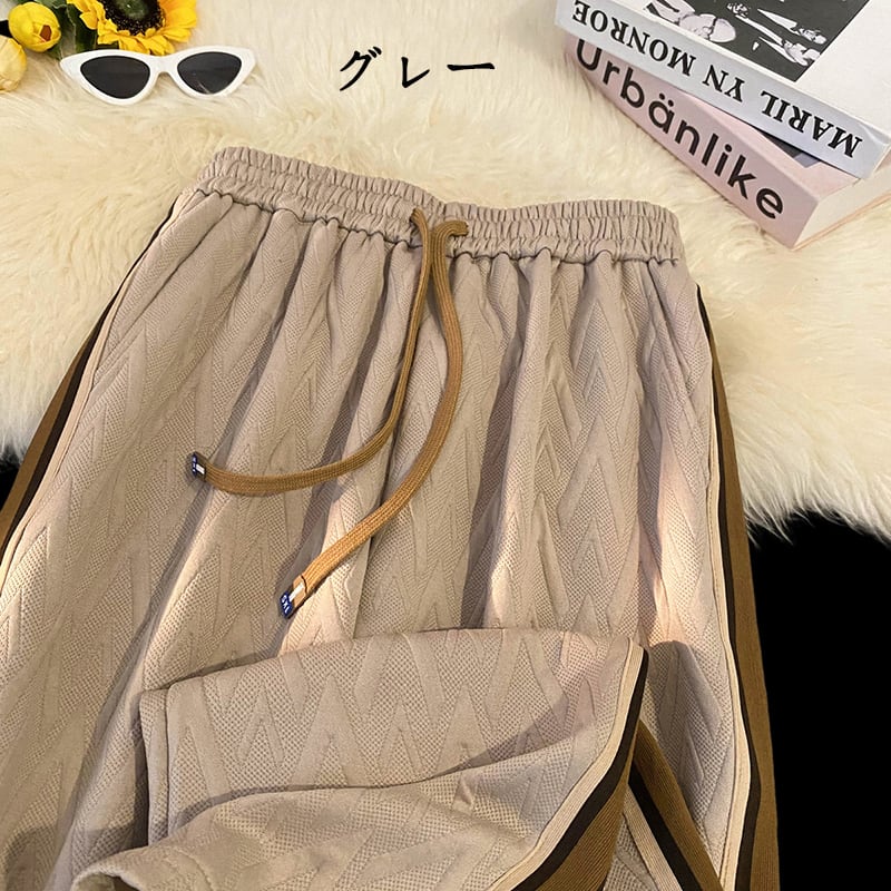 [CHAOMEICHEN Series] ★Casual Pants★ 3color Bottoms Trousers Unisex Men's Large Size Color Scheme Vertical Stripes Elastic Waist