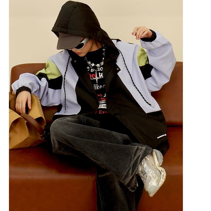 [PMFIVEE Series] ★Jacket★ 2color outerwear with hood, unisex, men's color scheme, black, pink