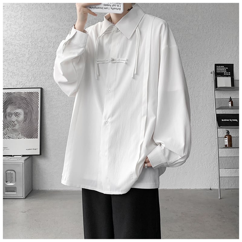 [HUICHUN Series]★China style shirt★ 3color tops long sleeve shirt unisex men's large size white black navy