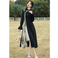 Load image into Gallery viewer, [Hanamori Series] ★China-style dress★ Improved cheongsam dress with switching design Black Black
