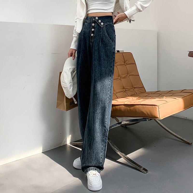 [MLW Series]★Denim Pants★ Bottoms Trousers Women's Temperament Enhancement Blue Blue High Waist