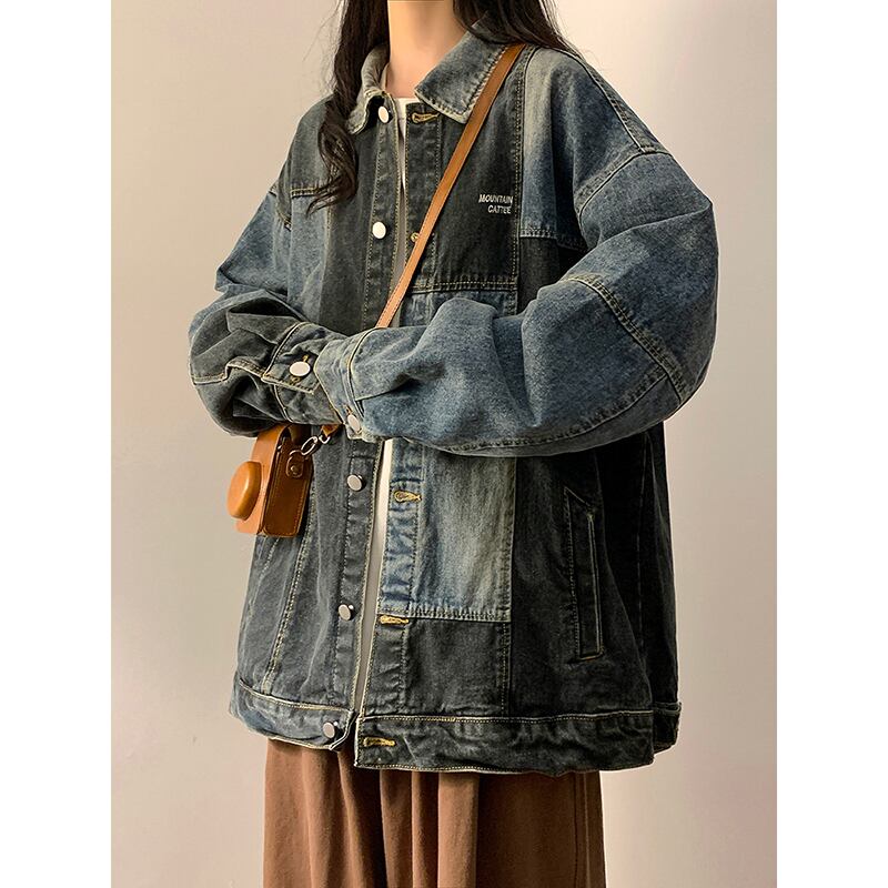 [CHAOMEICHEN Series] ★Jacket★ Denim jacket outerwear unisex men's jeans color scheme blue switching