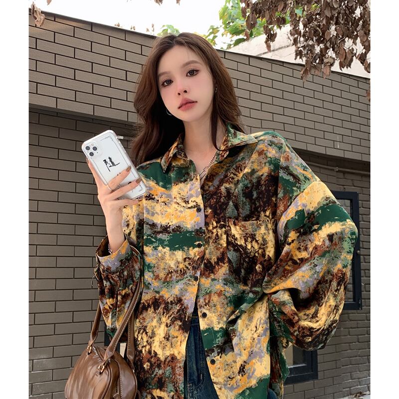 [XIAOXIN Series]★Shirt★ Long Sleeve Shirt Tops Women's Fashion Print Retro