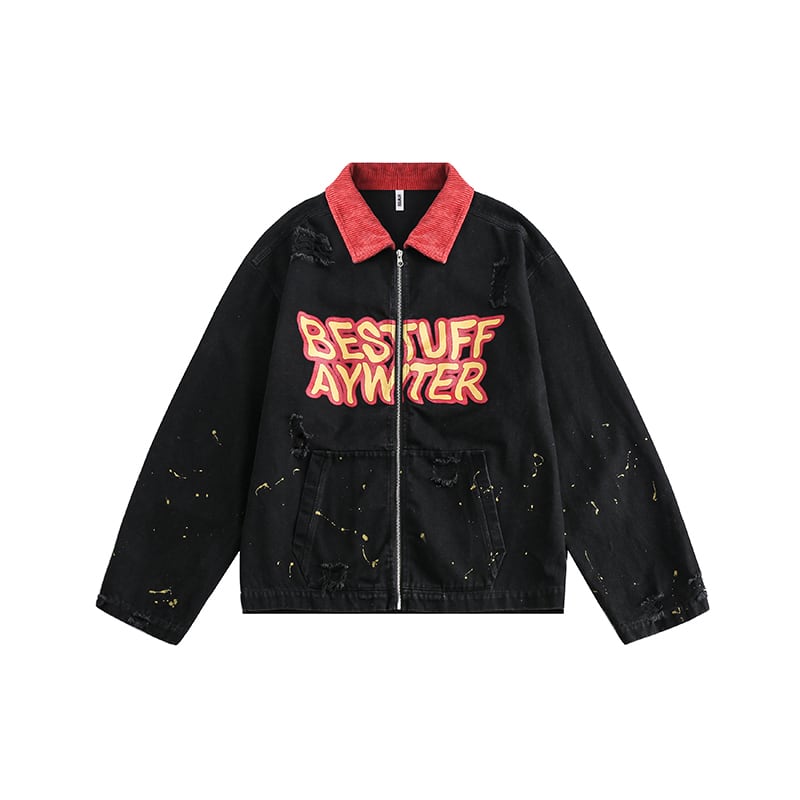 ✿New item! [UATONLINE Series] ★Jacket★ Denim jacket outerwear unisex men's color scheme switching fashionable