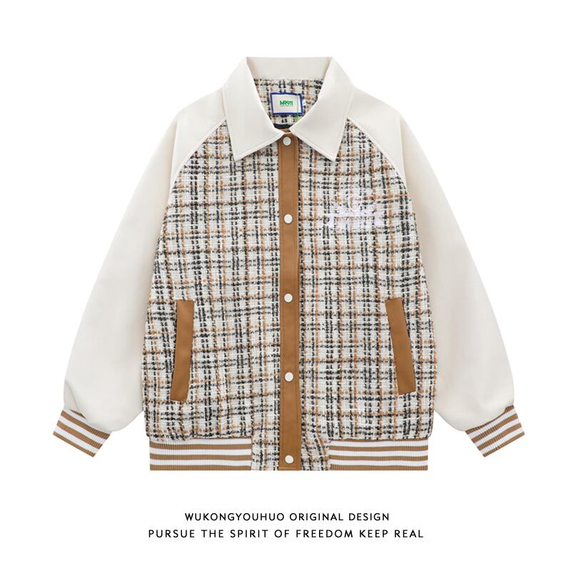 [BCBHQ Series] ★Jacket★ 3color outerwear unisex men's plaid pattern beige black pink