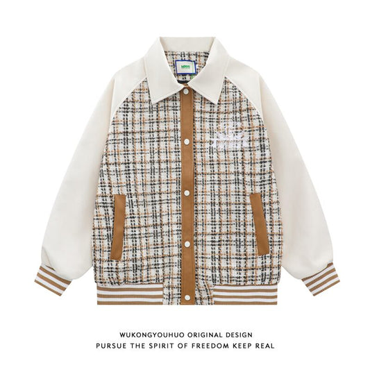 [BCBHQ Series] ★Jacket★ 3color outerwear unisex men's plaid pattern beige black pink