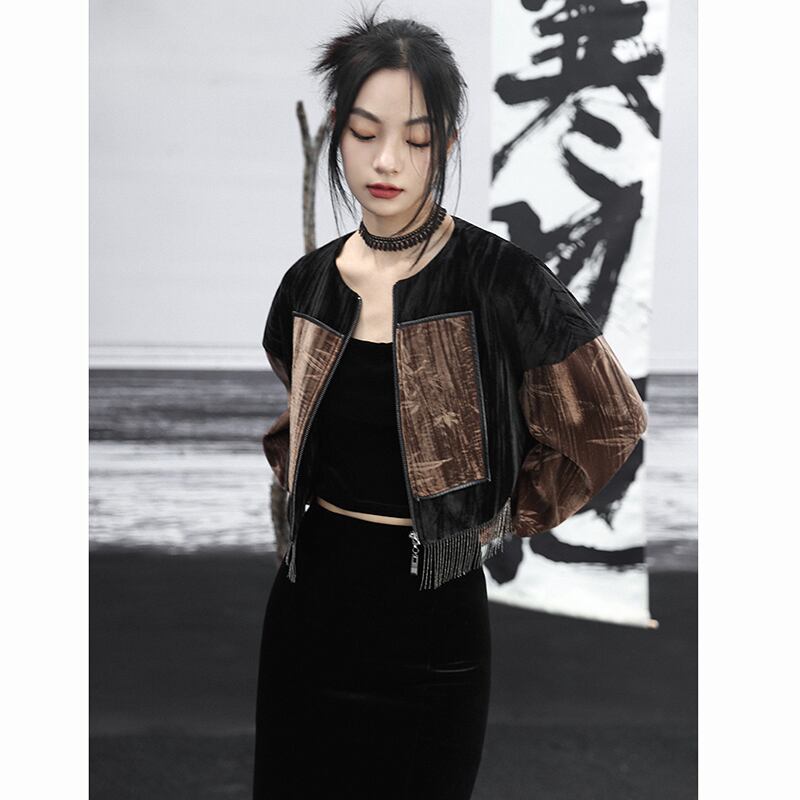 ✿New item! [Daiseiryusu Series] ★China style outerwear★ Tops Black, black, short length, easy to match