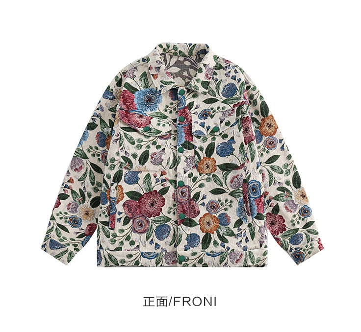 [GPstudio Series]★Jacket★ Floral pattern jacket outerwear unisex men's casual unique