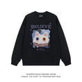 Load image into Gallery viewer, [Satoru Series] ★Tops★ 2color Sweatshirt Unisex Men's Cat Cat Pattern Cat Pattern Cat Black White
