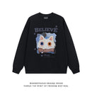 [Satoru Series] ★Tops★ 2color Sweatshirt Unisex Men's Cat Cat Pattern Cat Pattern Cat Black White