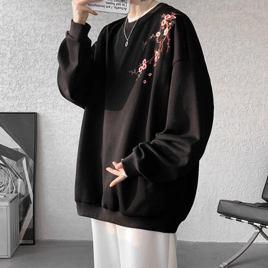 [CHAOMEICHEN Series]★China style tops★ 4color embroidered sweatshirt unisex men's large size black red gray