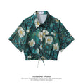 Load image into Gallery viewer, [ANAMONE STUDIO Series] Shirt Tops Women's SML Short Length Floral Green Oil Painting Style
