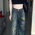 Load image into Gallery viewer, [LINGLING Series] ★Denim pants★ Trousers Bottoms Casual Women's Graffiti Spring/Summer Cute
