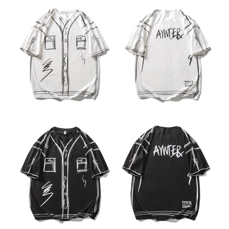 [From Mars Series]★T-shirt★ 2-color tops Unisex Graffiti Cotton Retro Black White Unique