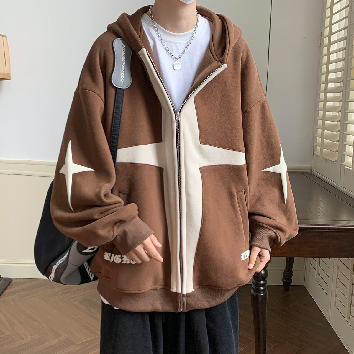 [TIAOTA series] ★Jacket★ 3color outer parka unisex men's color scheme casual apricot black brown