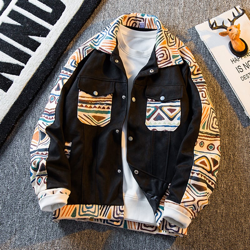 [HPCP Series]★Jacket★ 2color outerwear unisex men's switching ethnic style black white