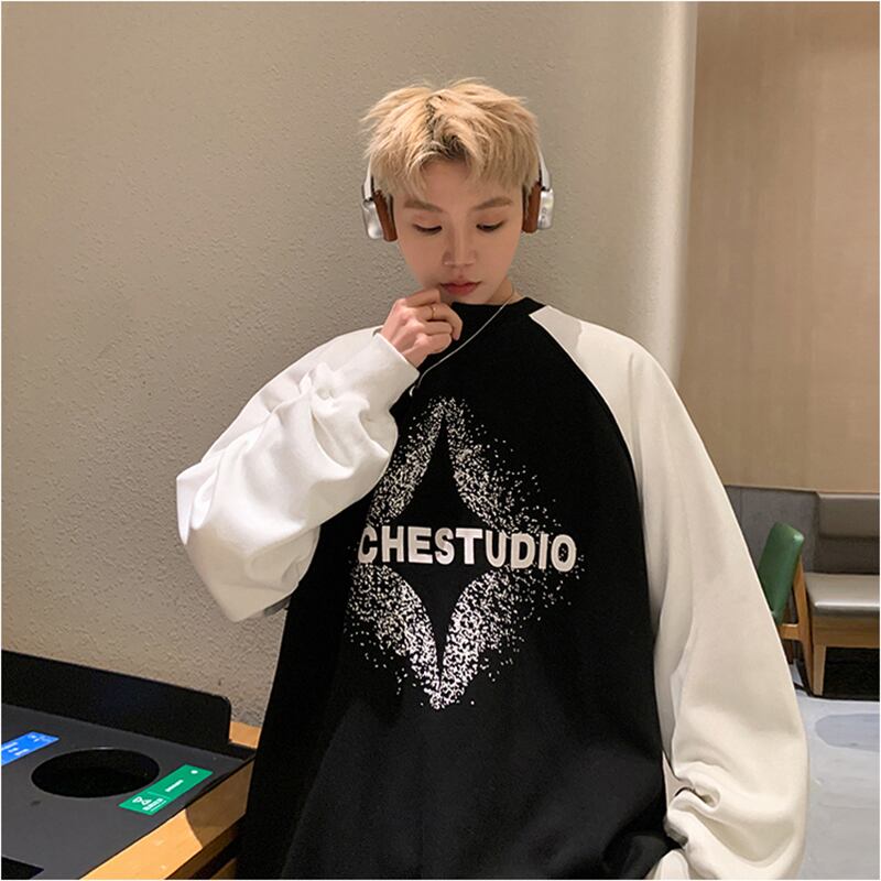 [NANSHI Series] ★Tops★ 2color Sweatshirt Unisex Men's Black White Color Scheme Casual