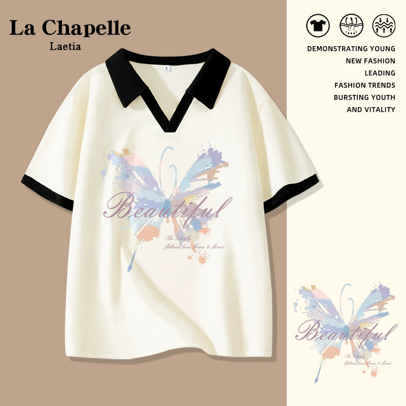 [LXBE series] ★Chinese style tops★ 3 colors Tops Short sleeve POLO shirt V-neck Cute butterfly