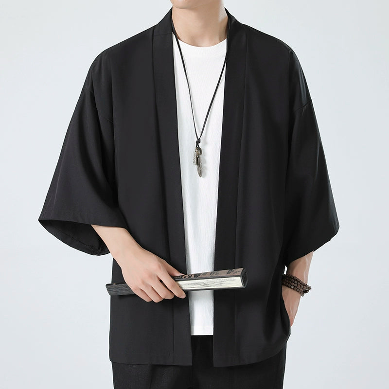 [BIGEMAN series] ★Chinese-style tops★ 6 colors, thin happi coat, unisex, men's, large size, plain, simple