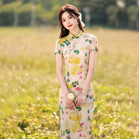 [HLQ Series] ★Chinese Dress★ Chinese-style dress, floral pattern, birthday present, cute, coming-of-age ceremony