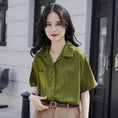 Load image into Gallery viewer, [XIAOQINGXIN Series] ★Shirt★ Tops, short sleeves, women's, V-neck, green, for dates and work
