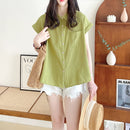 [XUELI Series] ★Tops★ Shirts 5 colors Women's Improve your style Plain Simple Blue Pink Yellow Purple Green