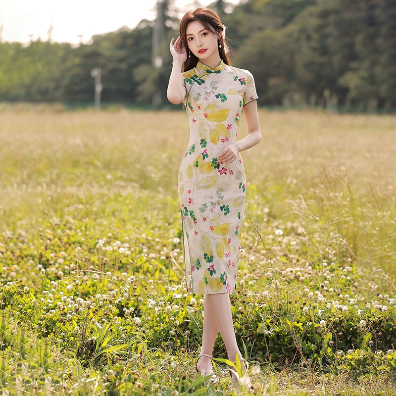 [HLQ Series] ★Chinese Dress★ Chinese-style dress, floral pattern, birthday present, cute, coming-of-age ceremony