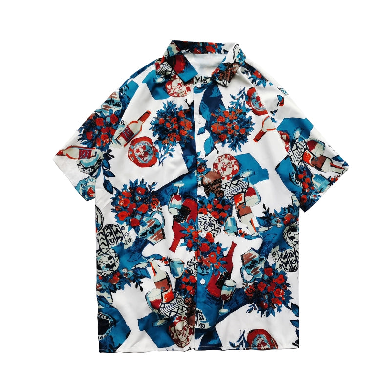 [WDG Studio Series] ★Shirt★ 2 colors Tops Short sleeves Unisex Men's Stylish Printed Short sleeves Unique Aloha shirt