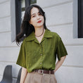 Load image into Gallery viewer, [XIAOQINGXIN Series] ★Shirt★ Tops, short sleeves, women's, V-neck, green, for dates and work
