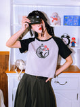 Gallery viewerに画像を読み込む, 【古怪舍---家神シリーズ】★チャイナ風トップス★ 4color 半袖 Tシャツ 個性的 配色 コットン ショート丈 猫
