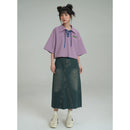 [ONLINE Series] ★POLO shirt★ 4 colors Tops Short sleeves Women's Casual Black Gray Apricot Purple