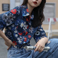 Load image into Gallery viewer, [XINGYOU Series] ★Floral Shirt★ Tops Short Sleeve Shirt SML Short Length Print Navy Floral Cute
