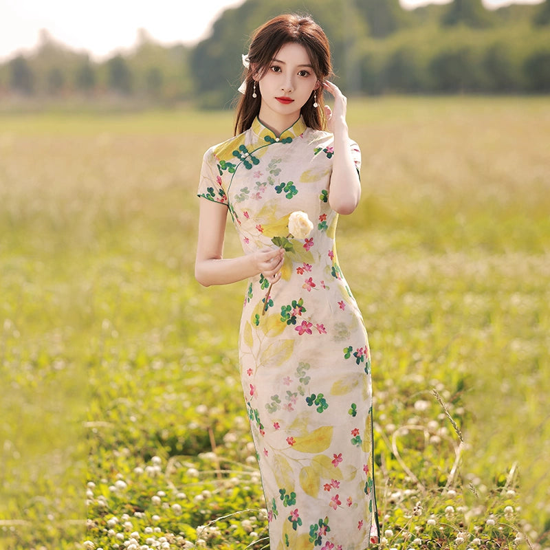 [HLQ Series] ★Chinese Dress★ Chinese-style dress, floral pattern, birthday present, cute, coming-of-age ceremony