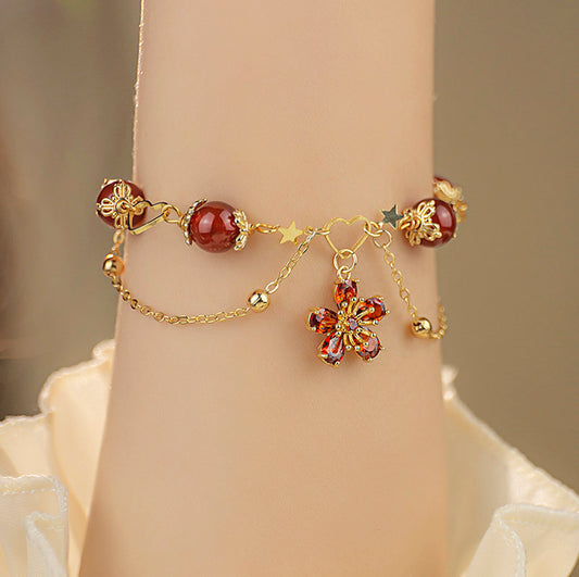 [GULIYA Series]★China Style Bracelet★ Bracelet Accessory Women's Bamboo Fringe Flower Improves Temperament Green