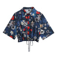 Load image into Gallery viewer, [XINGYOU Series] ★Floral Shirt★ Tops Short Sleeve Shirt SML Short Length Print Navy Floral Cute
