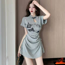 [MEILIFANG series] ★Chinese style dress★ 2 colors Panda Black Gray Short length Sexy