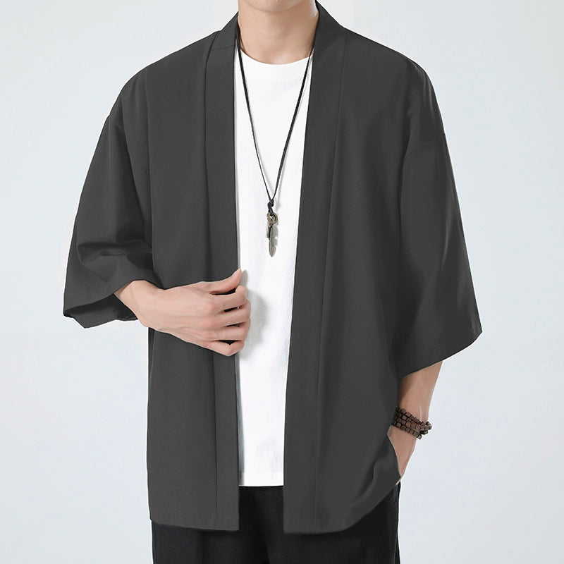 [BIGEMAN series] ★Chinese-style tops★ 6 colors, thin happi coat, unisex, men's, large size, plain, simple