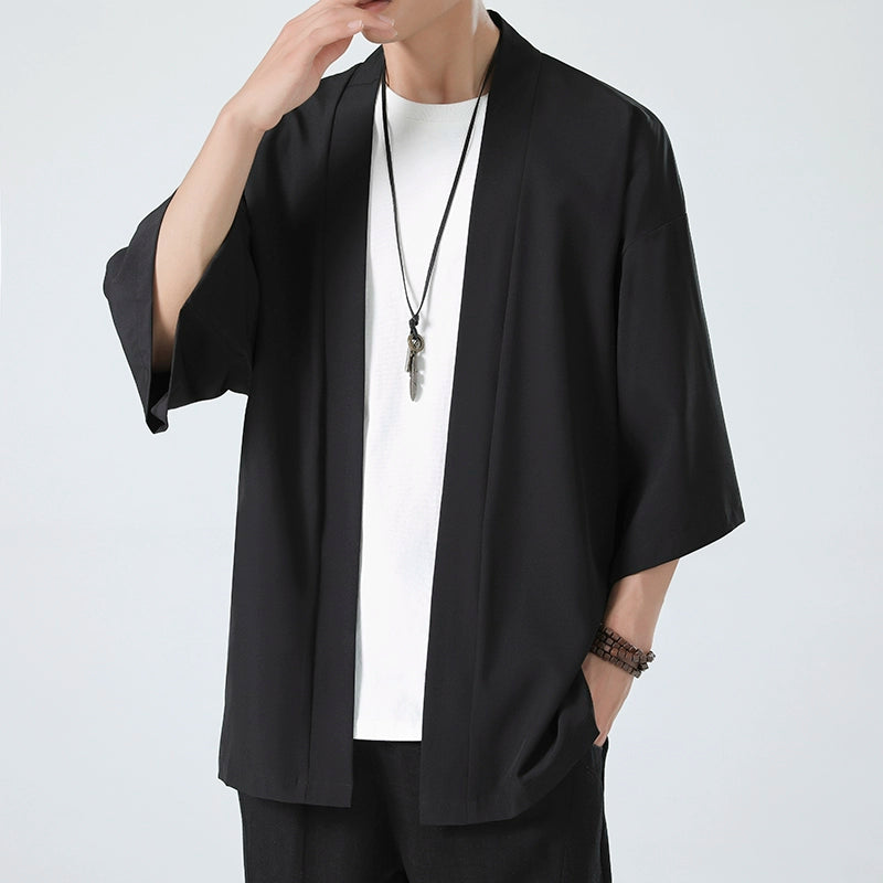 [BIGEMAN series] ★Chinese-style tops★ 6 colors, thin happi coat, unisex, men's, large size, plain, simple