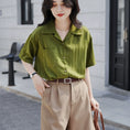 Load image into Gallery viewer, [XIAOQINGXIN Series] ★Shirt★ Tops, short sleeves, women's, V-neck, green, for dates and work
