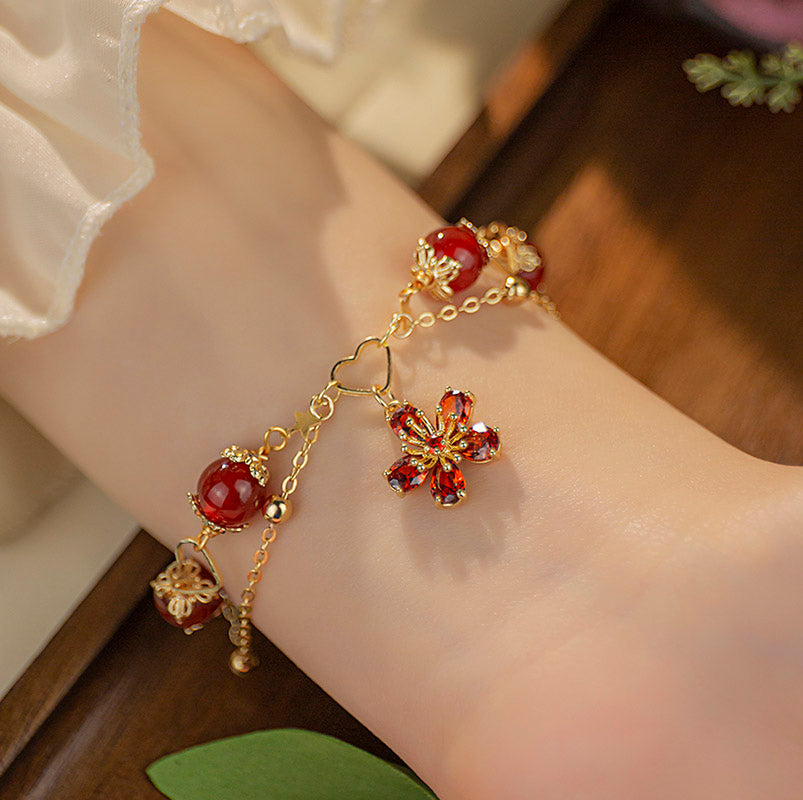 [GULIYA Series]★China Style Bracelet★ Bracelet Accessory Women's Bamboo Fringe Flower Improves Temperament Green