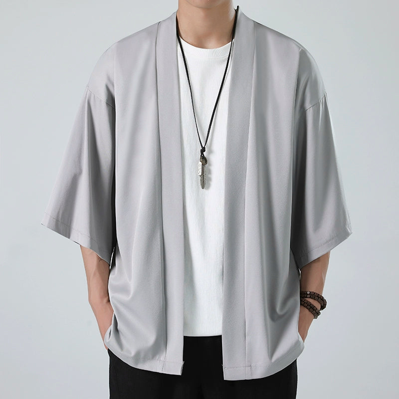 [BIGEMAN series] ★Chinese-style tops★ 6 colors, thin happi coat, unisex, men's, large size, plain, simple